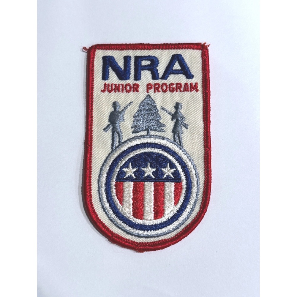 Vintage NRA Junior Program Embroidered Patch Red White Blue Americana Shield